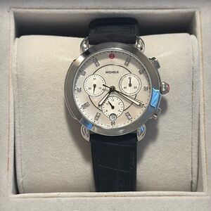 Michele Watch Sporty Sport Sail black Silicone Watch with Diamonds